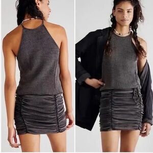Free people FP one Katya gray bodycon ruched ribbed dress small nwt